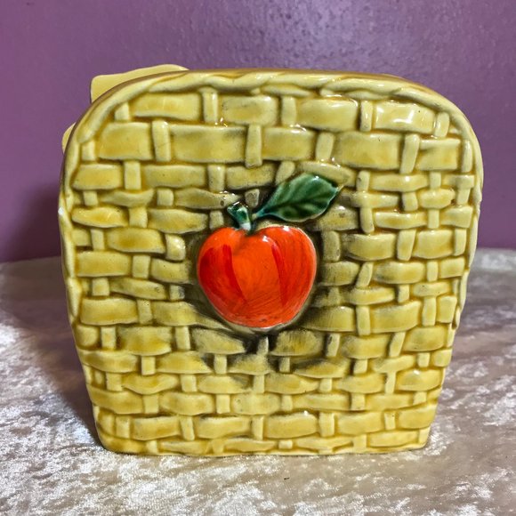 Vintage Lefton Vintage Floral Fruit Basket Napkin Holder Kitchen Retro Decor EUC - Picture 6 of 8